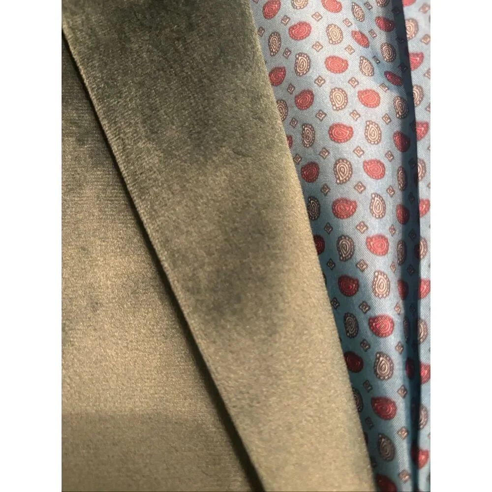 Isaac Mizrahi Boys Olive Green Velvet Lined Two-Button Blazer Jacket Size 14